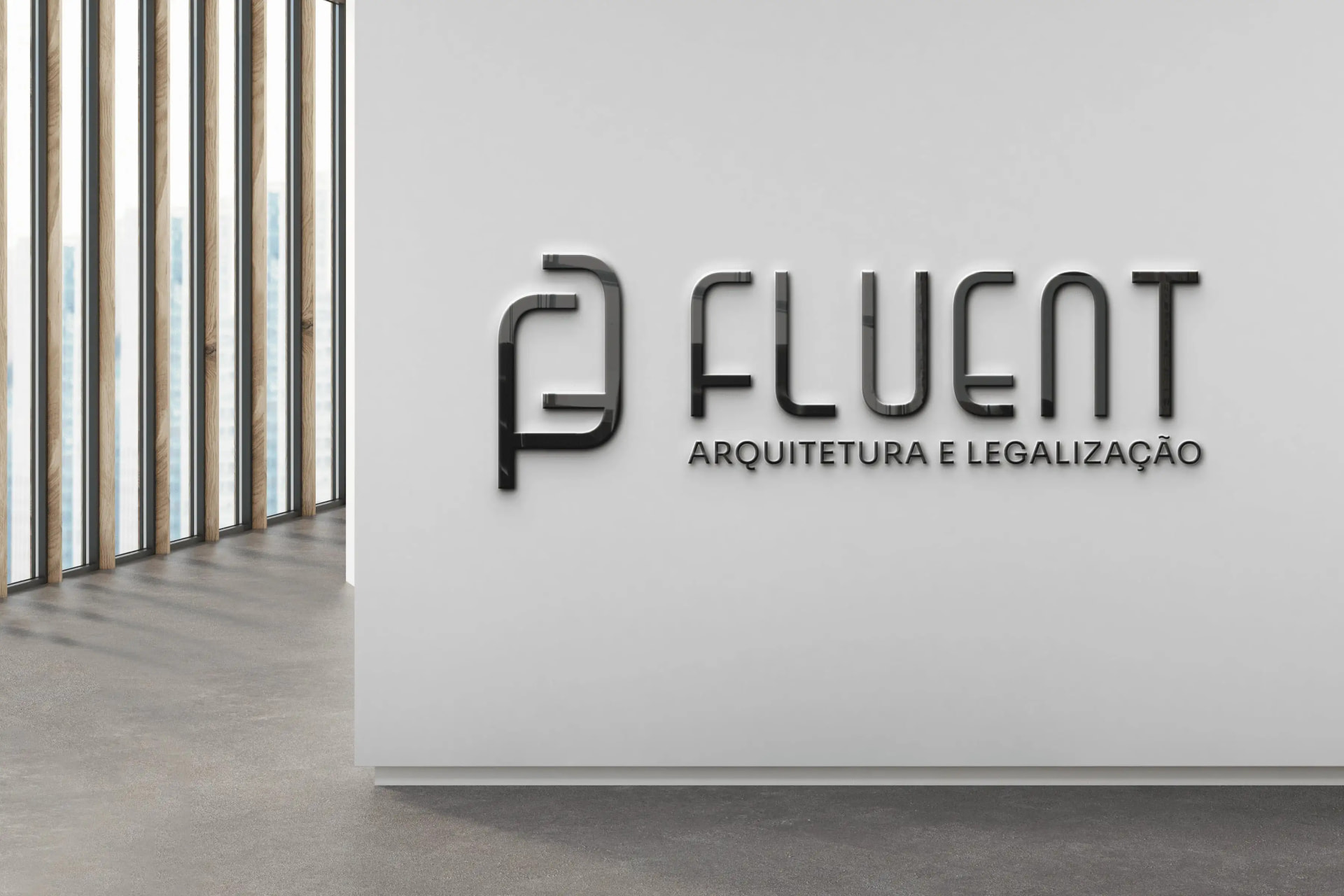Logo da Fluent Arquitetura e Legalização no escritório